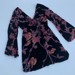 v-neck LUSH velvet floral dress